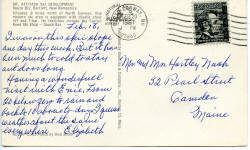 Attitash postcard, 1967, backside